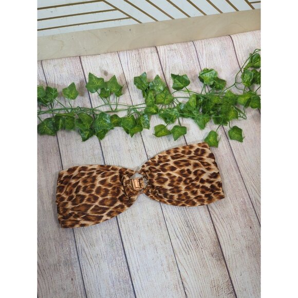 Zimmermann Women's Bikini Top Strapless Animal Print Cheetah Ring Size 1 - Picture 2 of 7